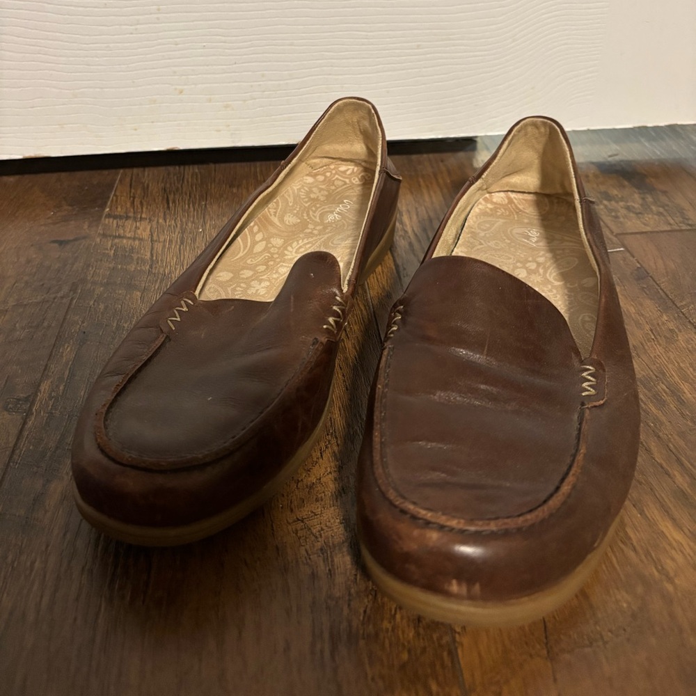 Olukai Kiele Brown Leather Loafers for Women